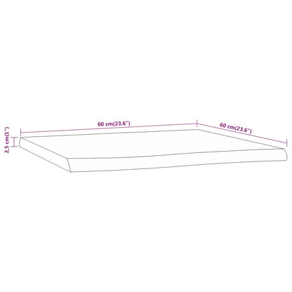 vidaXL Table Top 60x60x2.5 cm Square Solid Wood Acacia Live Edge