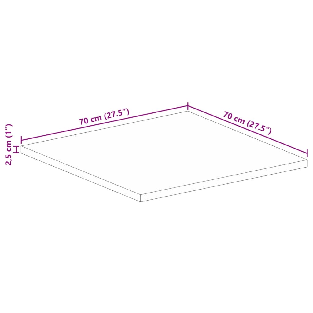 vidaXL Table Top 70x70x2.5 cm Square Solid Wood Acacia