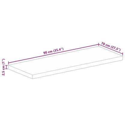 vidaXL Table Top 90x70x2.5 cm Rectangular Solid Wood Acacia