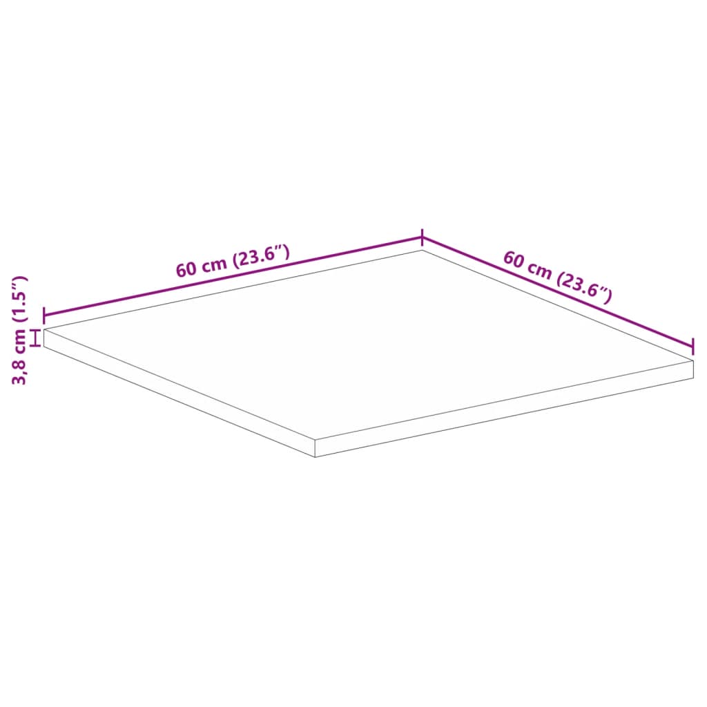 vidaXL Table Top 60x60x3.8 cm Square Solid Wood Acacia