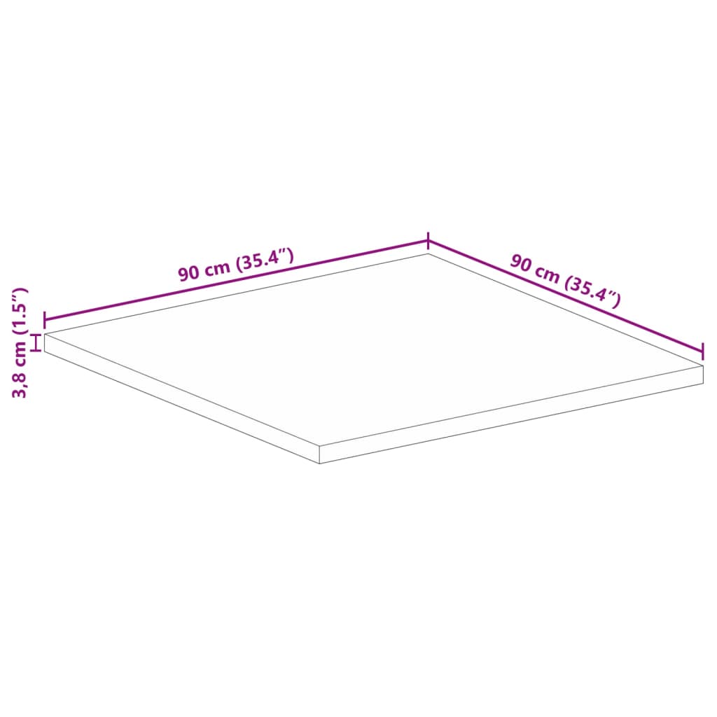 vidaXL Table Top 90x90x3.8 cm Square Solid Wood Acacia