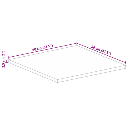 vidaXL Table Top 80x80x2.5 cm Square Solid Wood Rough Mango