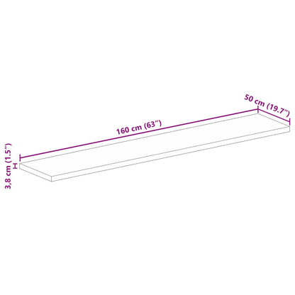 vidaXL Table Top 160x50x3.8 cm Rectangular Solid Wood Rough Mango