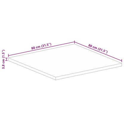 vidaXL Table Top 80x80x3,8 cm Square Solid Wood Rough Mango