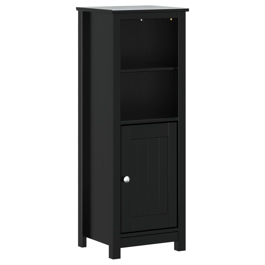 vidaXL Bathroom Cabinet | Black | Solid pine wood, engineered wood, metal