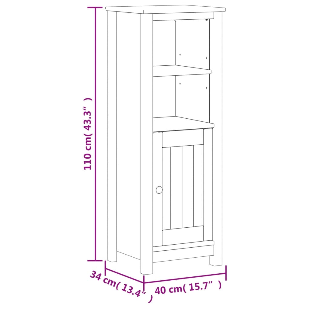 vidaXL Bathroom Cabinet | Black | Solid pine wood, engineered wood, metal
