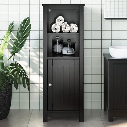 vidaXL Bathroom Cabinet | Black | Solid pine wood, engineered wood, metal