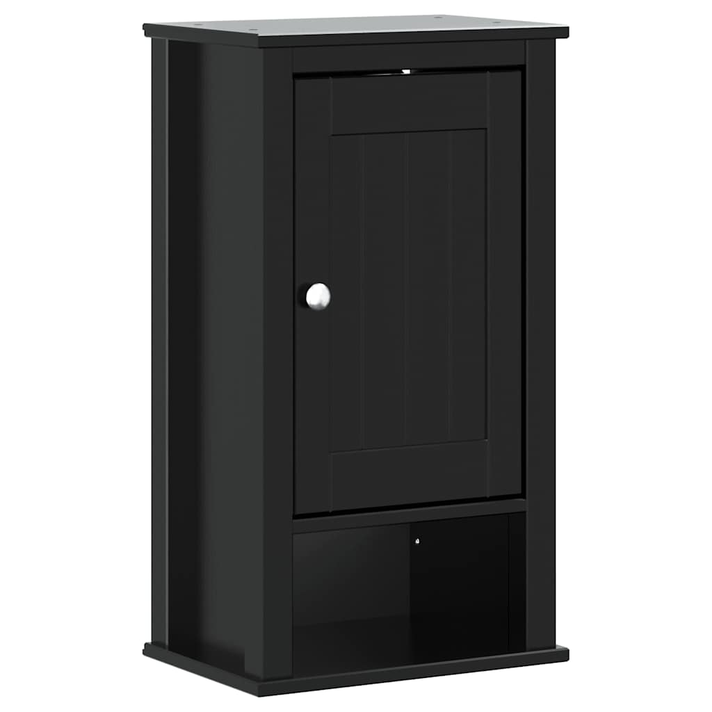 vidaXL Bathroom Wall Cabinet | Black | Solid Pine, Engineered Wood, Metal