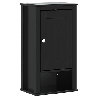 vidaXL Bathroom Wall Cabinet | Black | Solid Pine, Engineered Wood, Metal