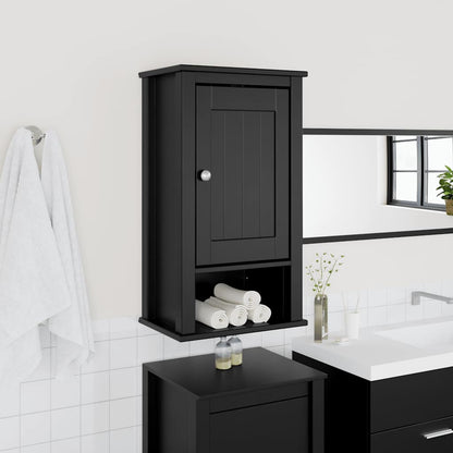 vidaXL Bathroom Wall Cabinet | Black | Solid Pine, Engineered Wood, Metal