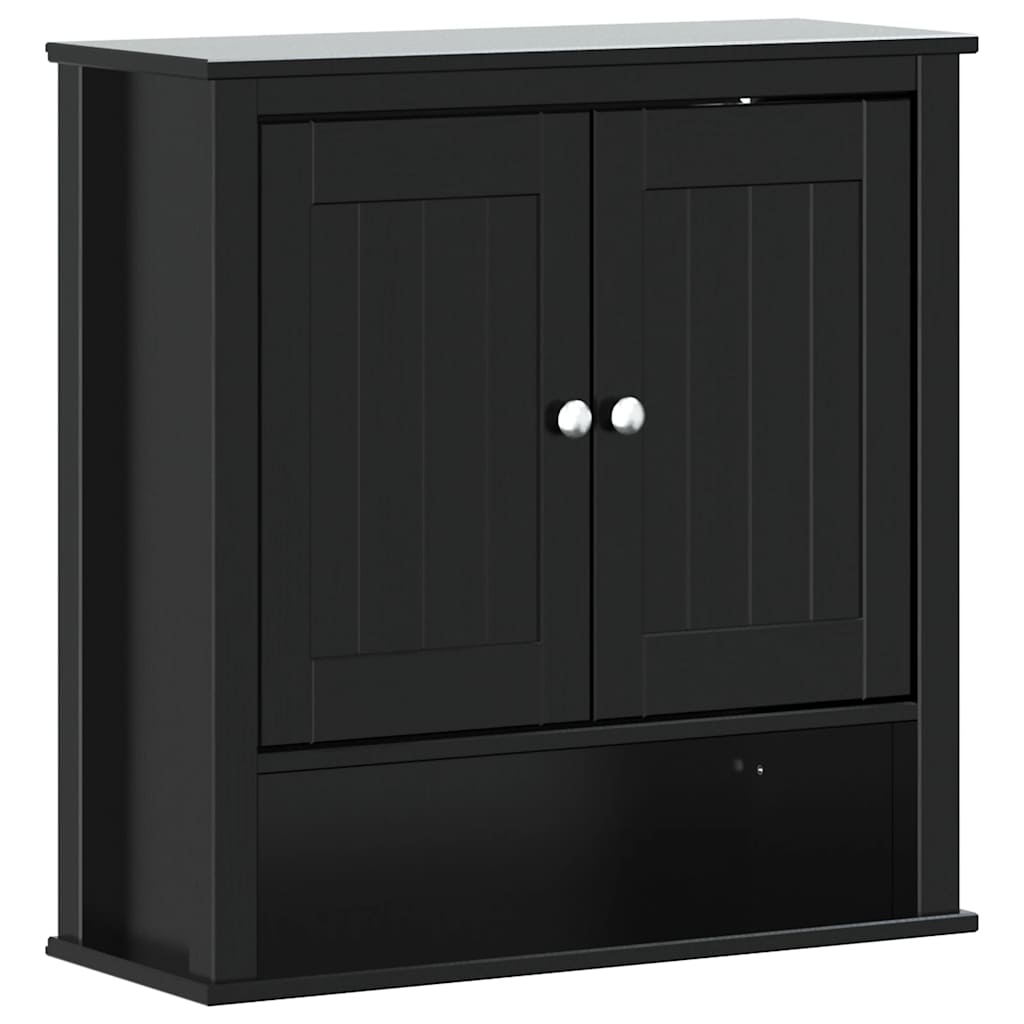 vidaXL Bathroom Wall Cabinet | Black | Solid pine wood, engineered wood, metal