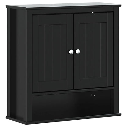 vidaXL Bathroom Wall Cabinet | Black | Solid pine wood, engineered wood, metal