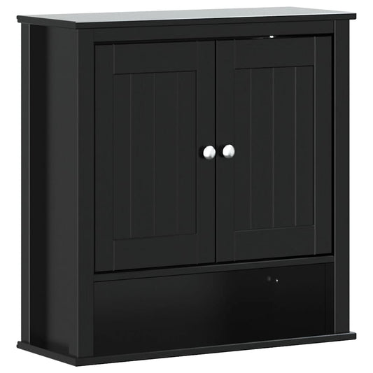 vidaXL Bathroom Wall Cabinet | Black | Solid pine wood, engineered wood, metal