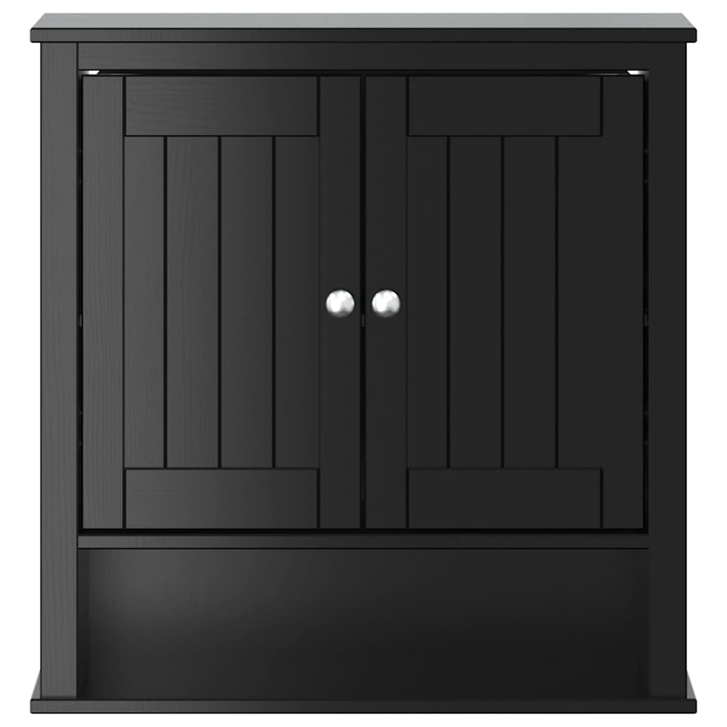 vidaXL Bathroom Wall Cabinet | Black | Solid pine wood, engineered wood, metal