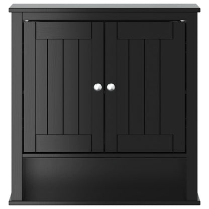 vidaXL Bathroom Wall Cabinet | Black | Solid pine wood, engineered wood, metal