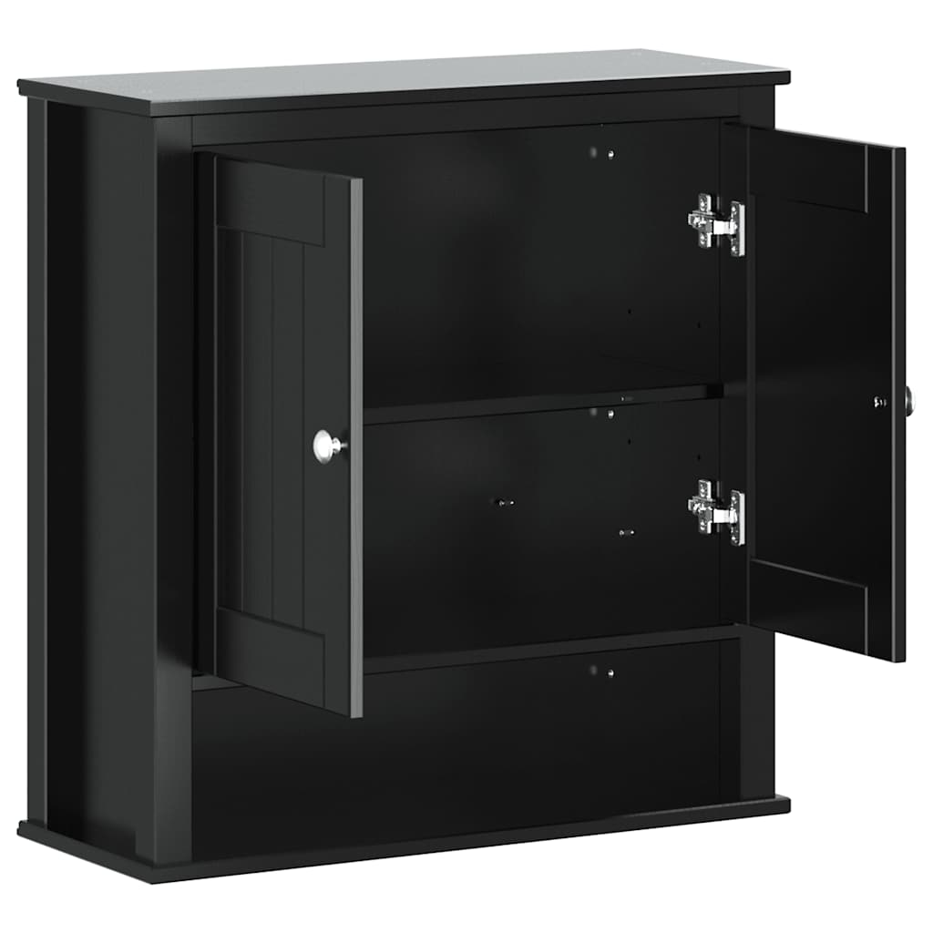 vidaXL Bathroom Wall Cabinet | Black | Solid pine wood, engineered wood, metal