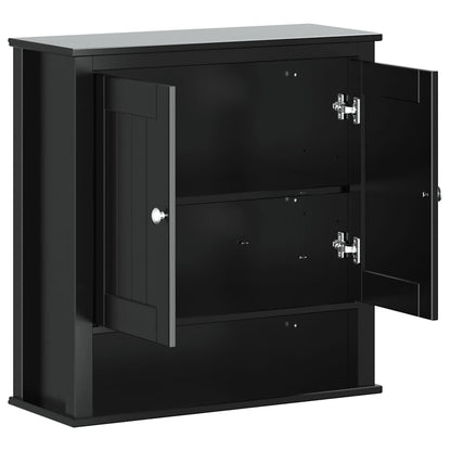 vidaXL Bathroom Wall Cabinet | Black | Solid pine wood, engineered wood, metal