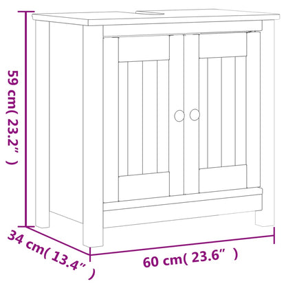vidaXL Bathroom Sink Cabinet BERG Black 60x34x59 cm Solid Wood Pine