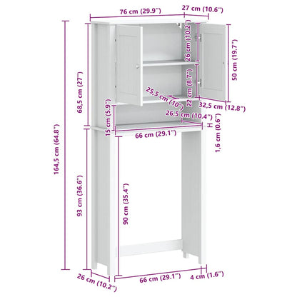 vidaXL Washing Machine Cabinet BERG White 76x27x164.5 cm Solid Wood