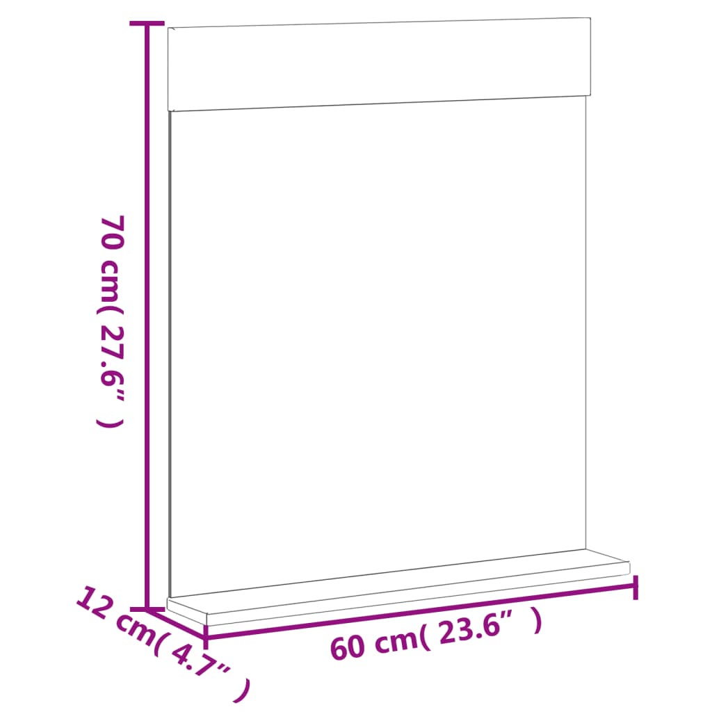 vidaXL Bathroom Mirror with Shelf BERG White 60x12x70 cm Solid Wood