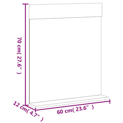 vidaXL Bathroom Mirror with Shelf BERG Black 60x12x70 cm Solid Wood