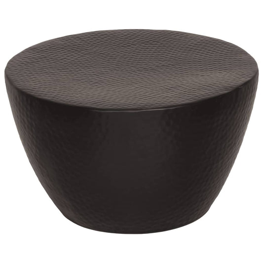 vidaXL Coffee Table Hammered Aluminium Ø 50x30 cm Black
