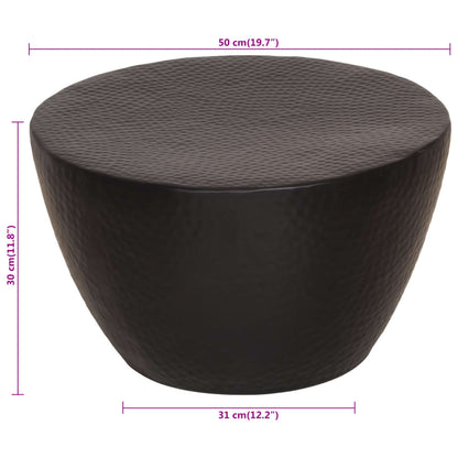 vidaXL Coffee Table Hammered Aluminium Ø 50x30 cm Black