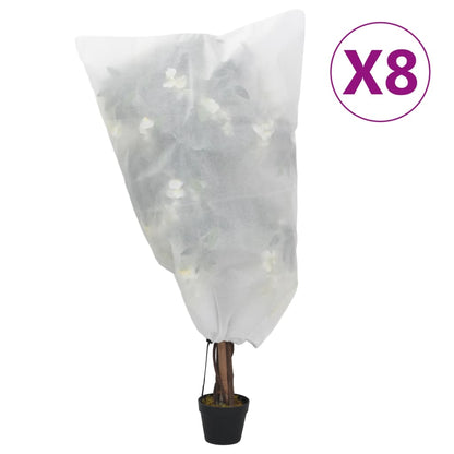 vidaXL Plant Fleece Covers with Drawstring 8 pcs 70 g/m² 0,8x1,2 m