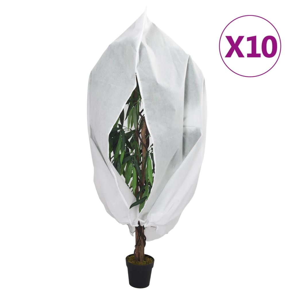 vidaXL Plant Fleece Covers with Zip 10 pcs 70 g/m² 1.55x1.55 m