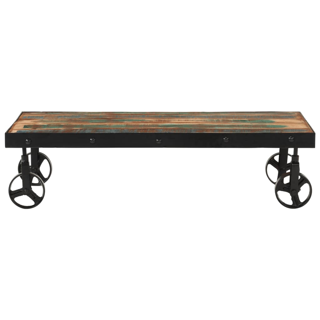 vidaXL Coffee Table with Wheels Solid Reclaimed Wood 100x55x26 cm