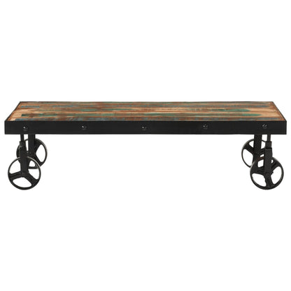 vidaXL Coffee Table with Wheels Solid Reclaimed Wood 100x55x26 cm