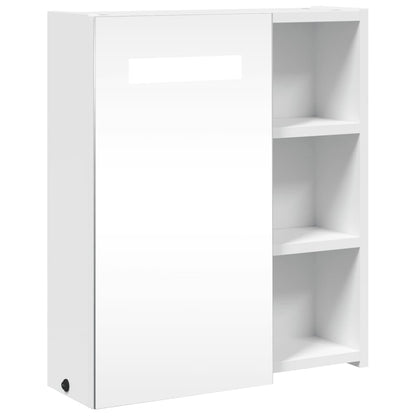 vidaXL Bathroom Mirror Cabinet with LED Light White 45x13x52 cm