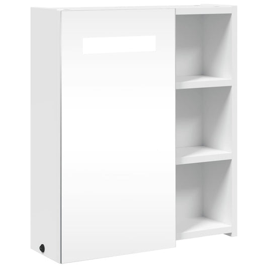 vidaXL Bathroom Mirror Cabinet with LED Light White 45x13x52 cm