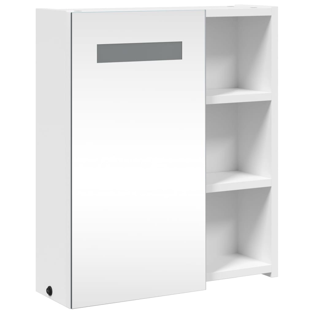 vidaXL Bathroom Mirror Cabinet with LED Light White 45x13x52 cm