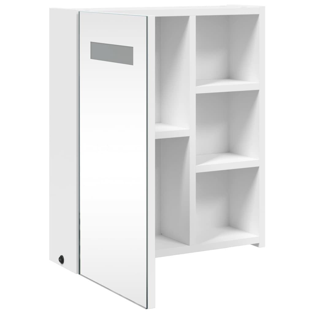 vidaXL Bathroom Mirror Cabinet with LED Light White 45x13x52 cm