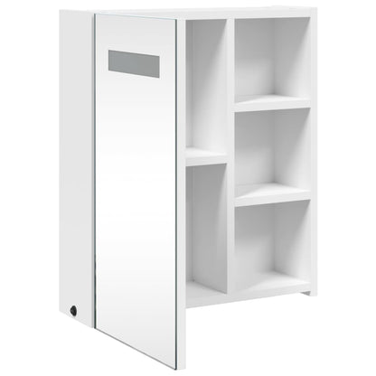 vidaXL Bathroom Mirror Cabinet with LED Light White 45x13x52 cm