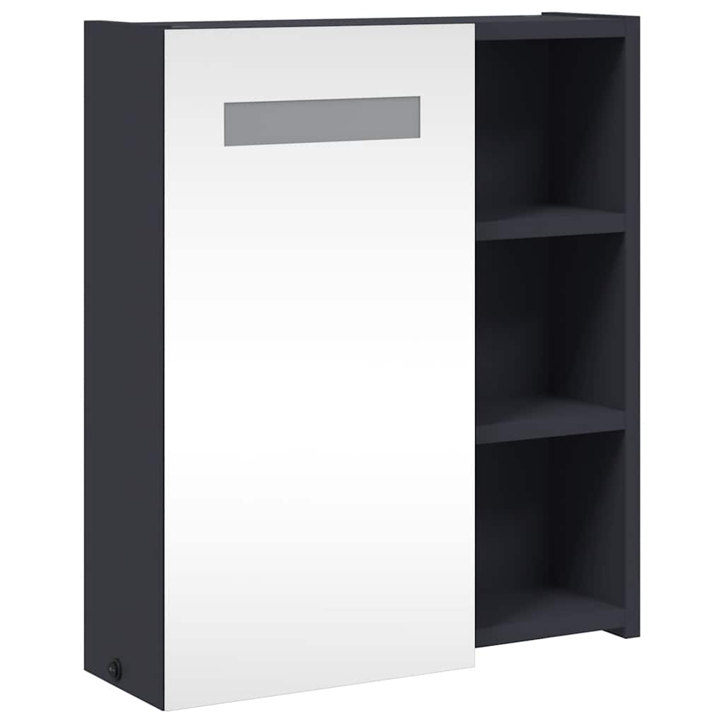 vidaXL Bathroom Mirror Cabinet with LED Light Grey 45x13x52 cm