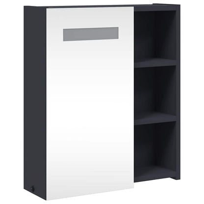 vidaXL Bathroom Mirror Cabinet with LED Light Grey 45x13x52 cm