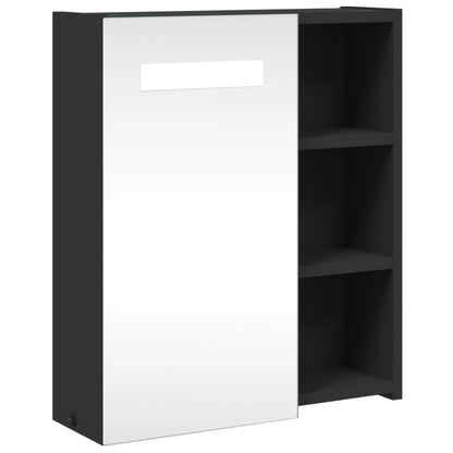 vidaXL Bathroom Mirror Cabinet with LED Light Black 45x13x52 cm