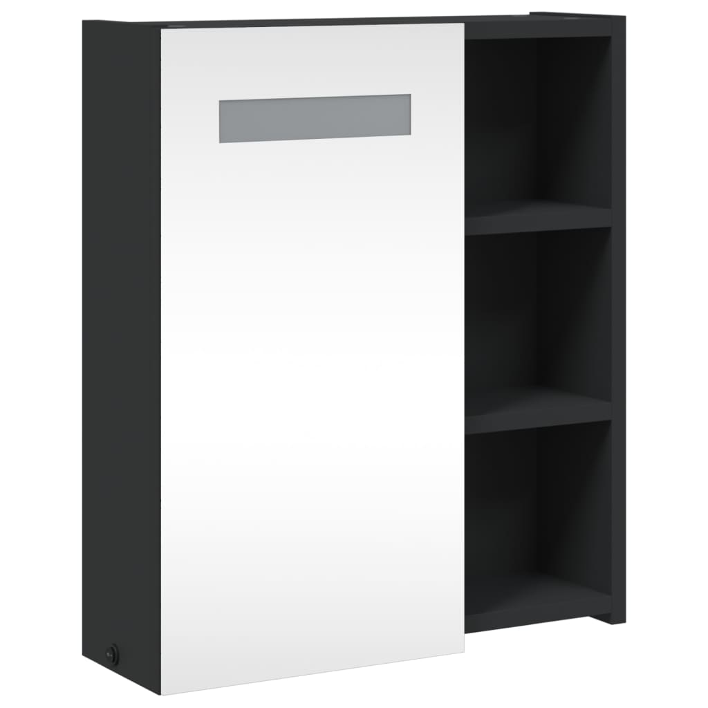 vidaXL Bathroom Mirror Cabinet with LED Light Black 45x13x52 cm