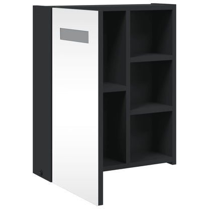 vidaXL Bathroom Mirror Cabinet with LED Light Black 45x13x52 cm