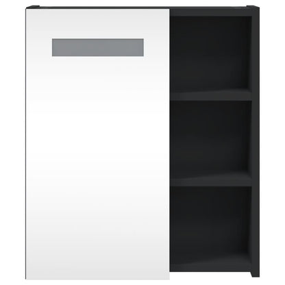 vidaXL Bathroom Mirror Cabinet with LED Light Black 45x13x52 cm
