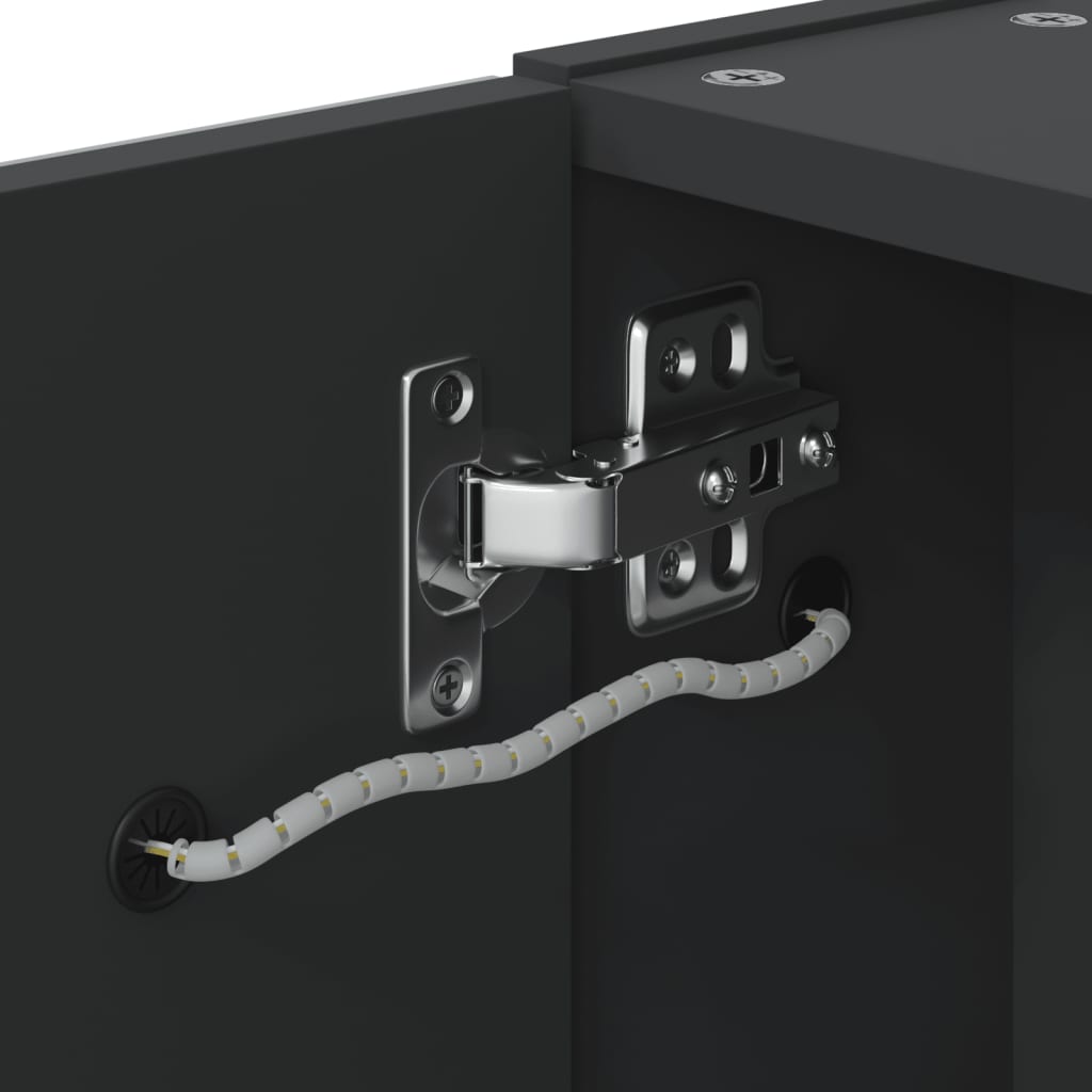 vidaXL Bathroom Mirror Cabinet with LED Light Black 45x13x52 cm