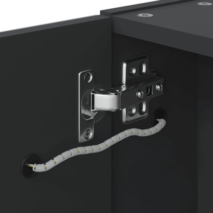 vidaXL Bathroom Mirror Cabinet with LED Light Black 45x13x52 cm