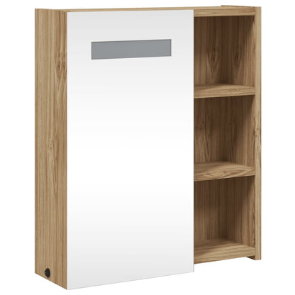 vidaXL Bathroom Mirror Cabinet with LED Light Oak 45x13x52 cm