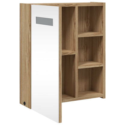 vidaXL Bathroom Mirror Cabinet with LED Light Oak 45x13x52 cm