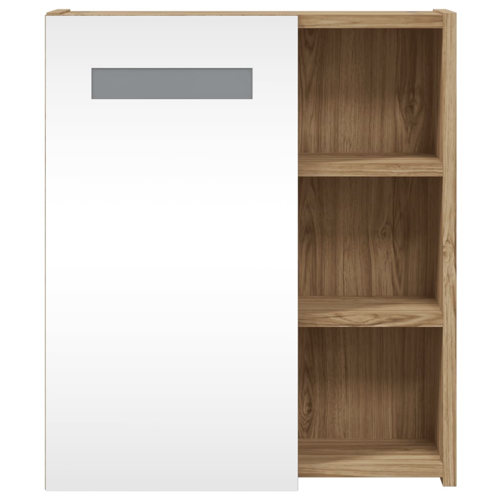vidaXL Bathroom Mirror Cabinet with LED Light Oak 45x13x52 cm