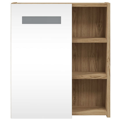 vidaXL Bathroom Mirror Cabinet with LED Light Oak 45x13x52 cm