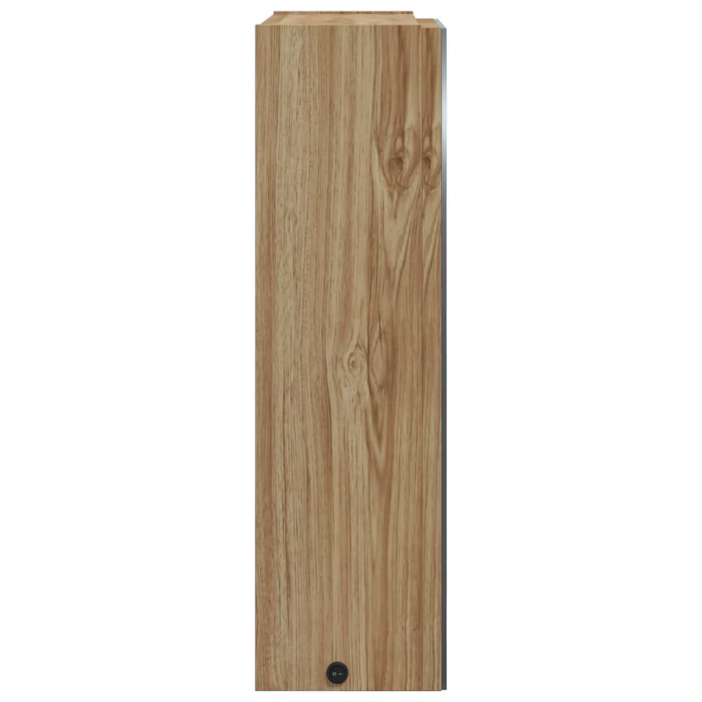 vidaXL Bathroom Mirror Cabinet with LED Light Oak 45x13x52 cm