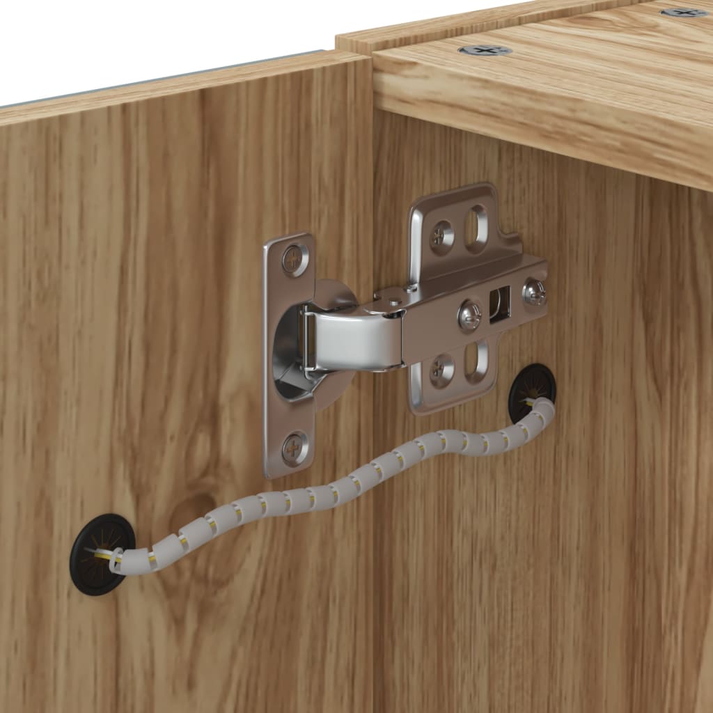 vidaXL Bathroom Mirror Cabinet with LED Light Oak 45x13x52 cm